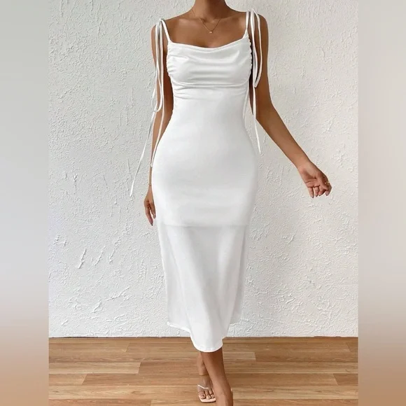 SHEIN | Dresses | Shein White Midi Dress Size Large | Poshmark